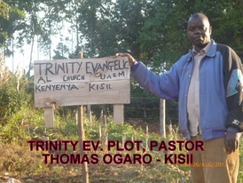 Pastor Thomas Ogaro at the plot for the new Trinity Evangelical Church