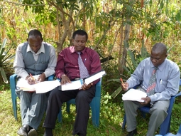L-R Bungoma Bible School student with Pastor Sammy and PastorSimon, 2013
