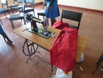 Treadle sewing machine and sewing project, a skirt. July, 2017.